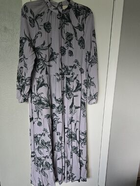 Floral Print Lavender Long Sleeve Maxi Dress